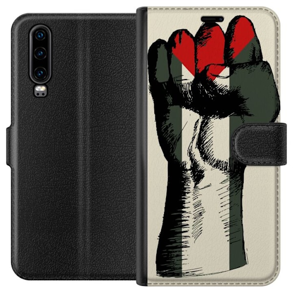 Huawei P30 Lompakkokotelo Käsi sidottu Palestinan väreihin -
