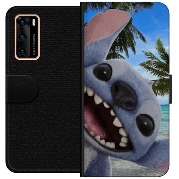 Huawei P40 Plånboksfodral Stitch mobilskal med Palmer i söt vänskapsdesign