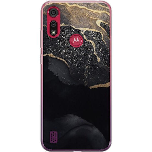 Motorola Moto E6s (2020) Läpinäkyvä kuori Musta kulta abstr