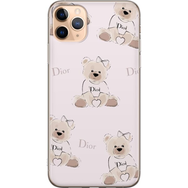 Apple iPhone 11 Pro Max Läpinäkyvä kuori Teddy Dior Vibes - ylellinen nalle muotityyliin