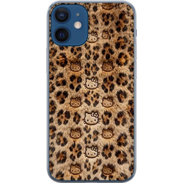 Kompatibelt Mobildeksel til Apple iPhone 12 mini Søtt leopardmønster med katteansikter i leken design brun