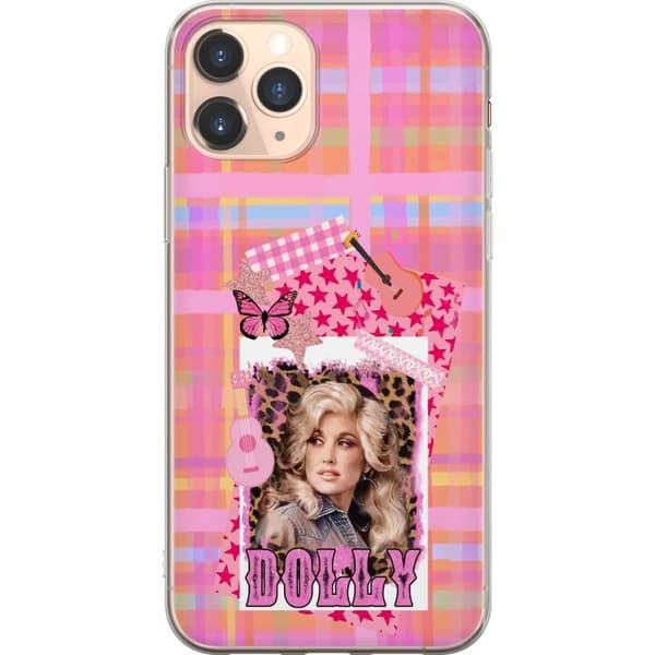 Kompatibelt Mobilskal till Apple iPhone 11 Pro Dolly Parton rosa countrycollage med gitarr rosa