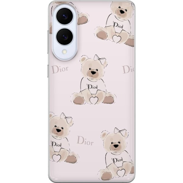 Samsung Galaxy S25 Edge Gennemsigtig cover Teddy Dior Vibes - luksuriøs bamse i modetil