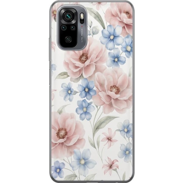Xiaomi Redmi Note 10 Läpinäkyvä kuori Romanttiset kukat