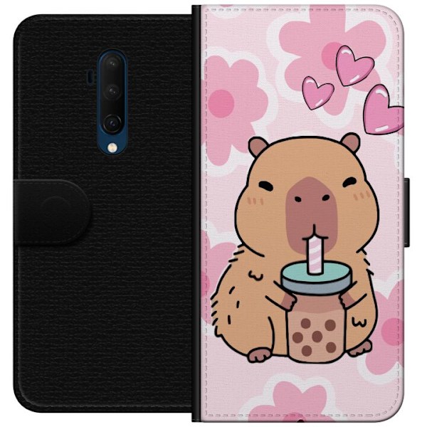 OnePlus 7T Pro Tegnebogsetui Kawaii Capybara Hjerte Anime Stil