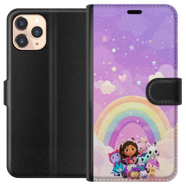 Kompatibelt Plånboksfodral till Apple iPhone 11 Pro  Gabby och kattvänner under en regnbåge bland moln lila