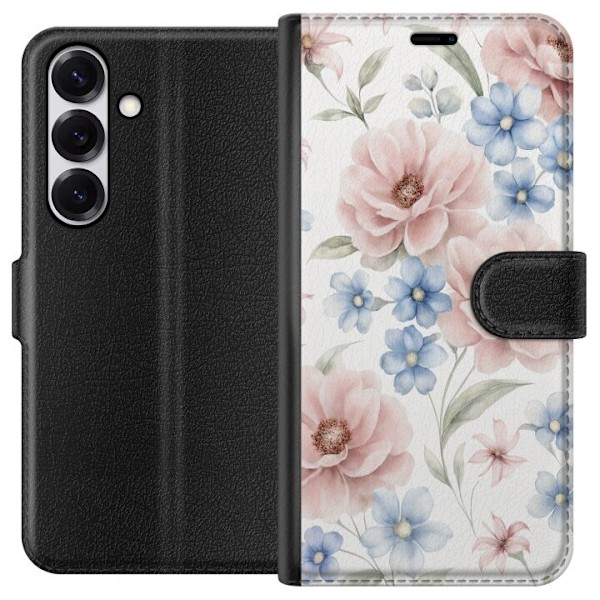 Samsung Galaxy S25 Plånboksfodral Romantiska blommor