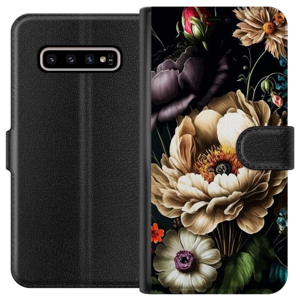 Kompatibelt Lommeboketui til Samsung Galaxy S10+ Blomster