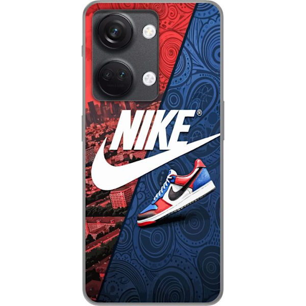 OnePlus Nord 3 Genomskinligt Skal Nike Logotyp Röd Blå Sneaker Stil Sport Fashion Populärt Swoosh Motiv Träningskläder Grafisk Ikon