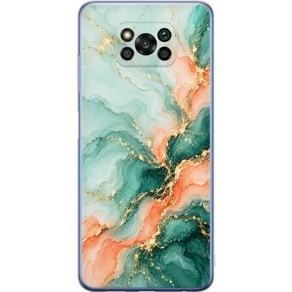 Kompatibelt Mobildeksel til Xiaomi Poco X3 Pro Turkismarmor turkis