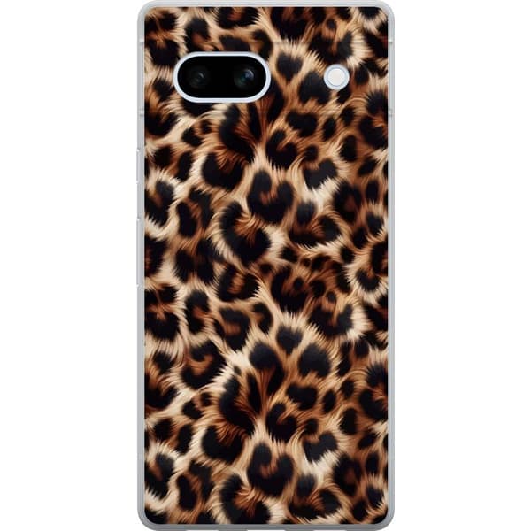 Kompatibel Mobilcover til Google Pixel 7a Nær billede af leopardmønster med bløde pelsdetaljer i brune og sorte nuancer