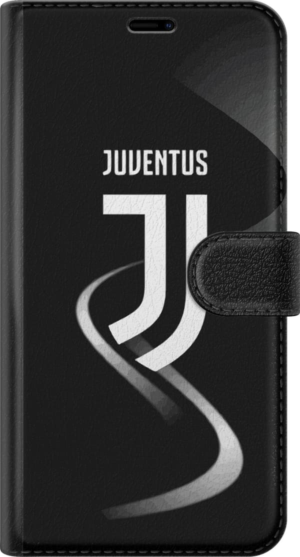 Kompatibel Tegnebogsetui til Apple iPhone 12 Pro Hvidt monogram med fejende linje - grafisk monogram på sort baggrund sort