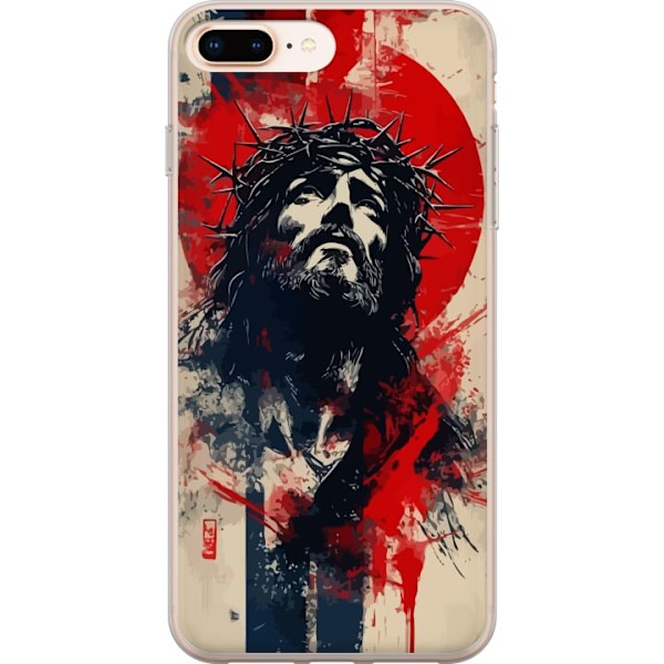 Apple iPhone 8 Plus Läpinäkyvä kuori Jeesus ristillä - kristillinen aihe vahvalla symboliikalla uskosta ja toivosta