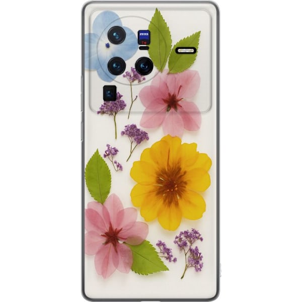 vivo X80 Pro Gjennomsiktig deksel Pressede blomster