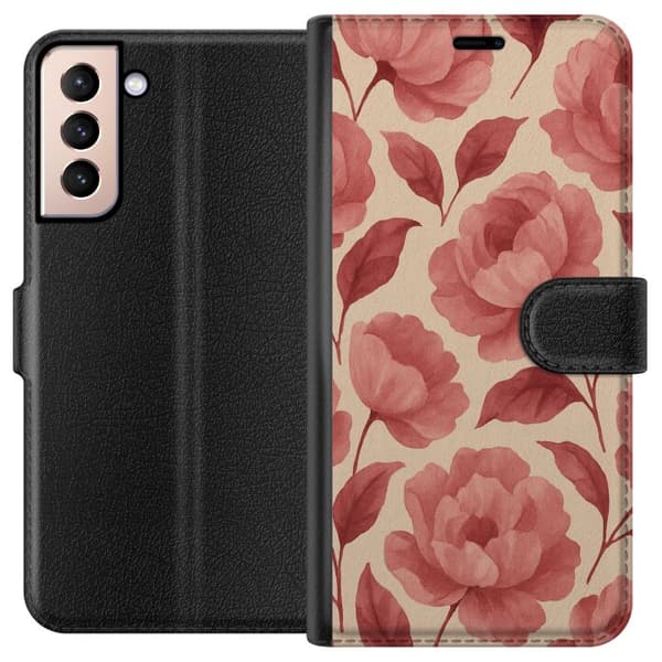 Kompatibelt Plånboksfodral till Samsung Galaxy S21 Rose Bloom