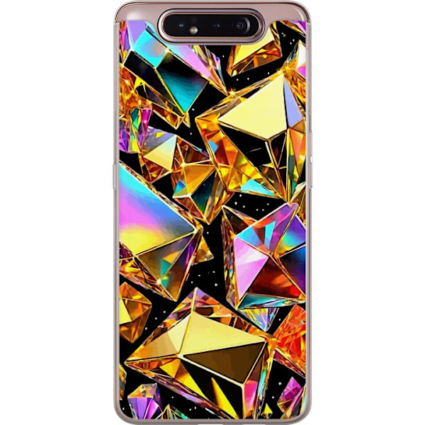 Samsung Galaxy A80 Läpinäkyvä kuori 3D Kulta