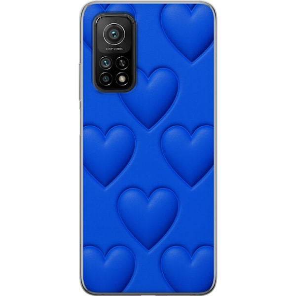 Xiaomi Mi 10T 5G Gennemsigtig cover Blå Hjerter