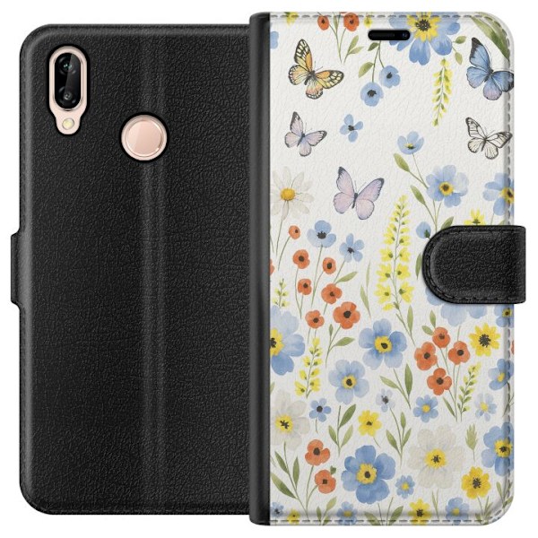 Huawei P20 lite Plånboksfodral Sommarblommor