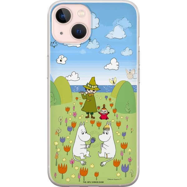 Kompatibelt Mobildeksel til Apple iPhone 13 mini Mumin i blomsteräng grønn