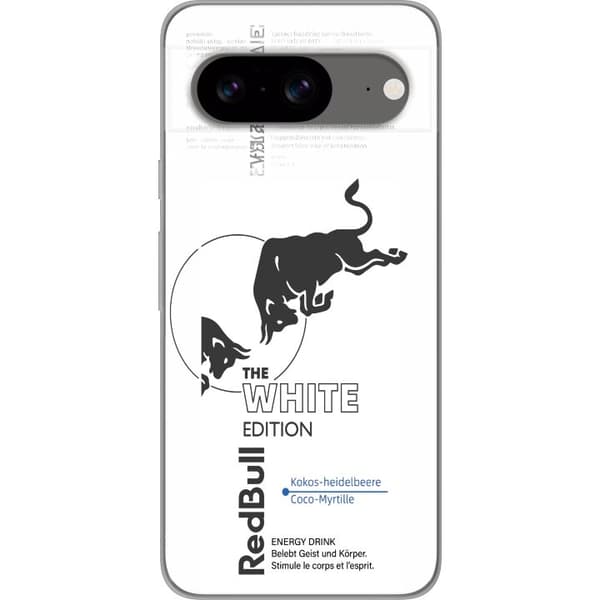 Kompatibelt Mobildeksel til Google Pixel 8 Hvit energidrikk design med svart oksegrafikk og strømlinjeformet moderne layout hvit