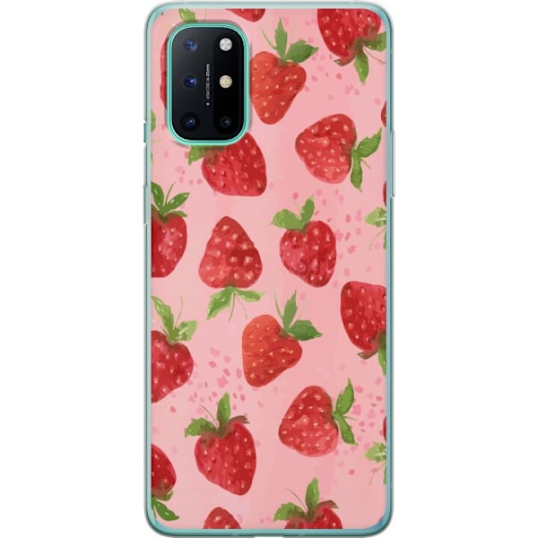 OnePlus 8T Genomskinligt Skal Strawberry Dreams – jordgubbsmönster i retrostil