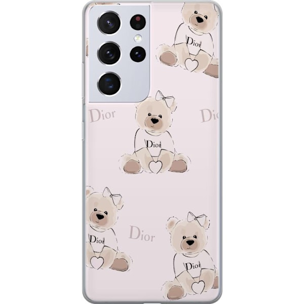 Samsung Galaxy S21 Ultra 5G Läpinäkyvä kuori Teddy Dior Vibes - ylellinen nalle muotityyliin