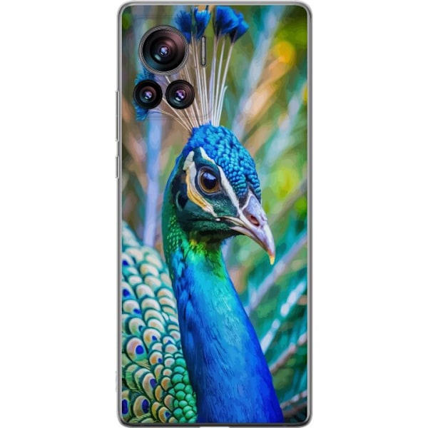 Motorola Edge 30 Ultra Läpinäkyvä kuori Pavun Sulat Värikäs Design Lintuaihe Eksoottinen Graafinen Suunnittelu Luonto Ylellinen Koristelu
