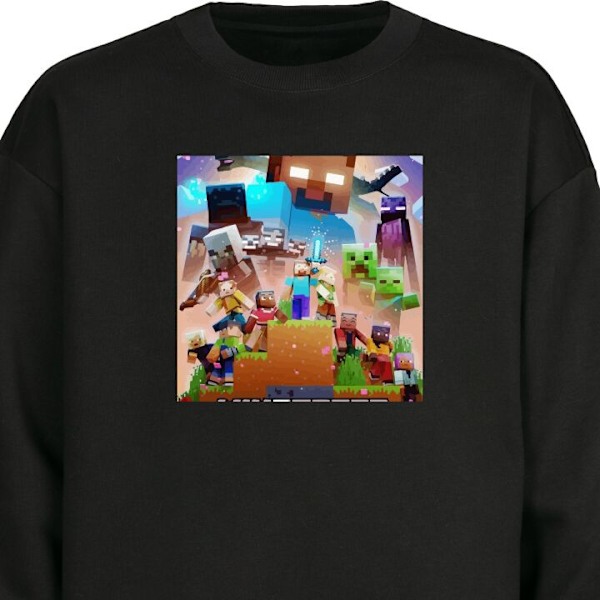 Sweatshirt för Vuxen | Klassisk Collegetröja Minecraft svart S