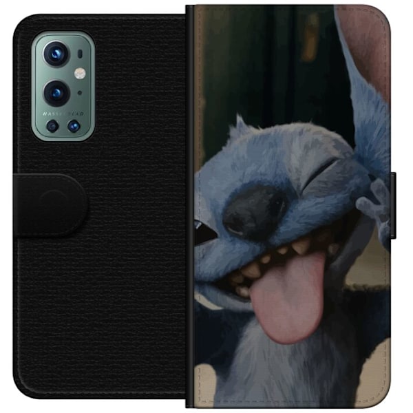 OnePlus 9 Pro Plånboksfodral Stitch Söt Alien – Blå Favorit från Yttre Rymden