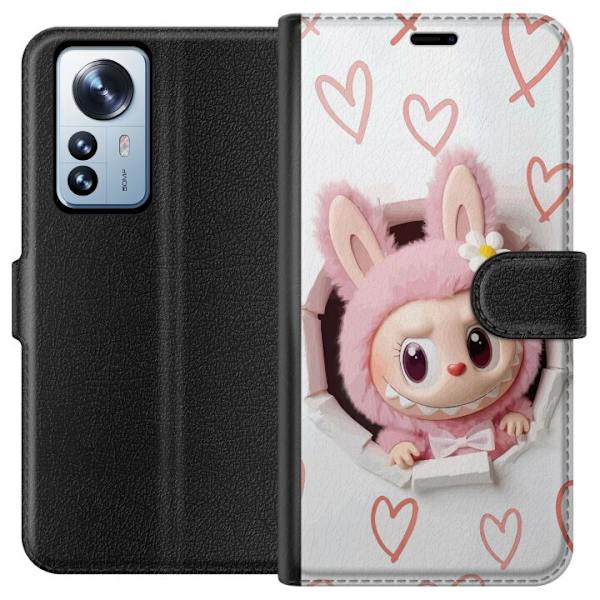 Xiaomi 12 Pro Lompakkokotelo Labubu Sydän Taustakuva Pop Mart Rakkausteema Hahmodesign Suosittu Motiivi Keräilytaideteossarja