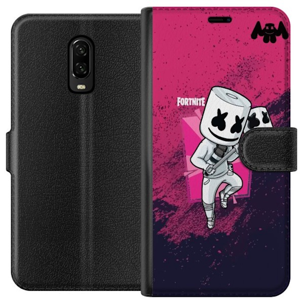OnePlus 6T Plånboksfodral Marshmello Fortnite Skin Emote Gaming DJ Karaktär Populärt Motiv Barn Ungdom Trend
