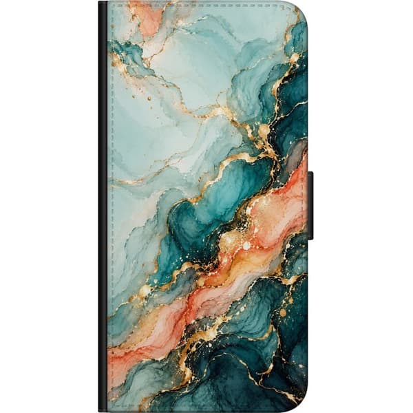 Kompatibel Tegnebogsetui til Nokia 5.4 Koralmarmor turkis
