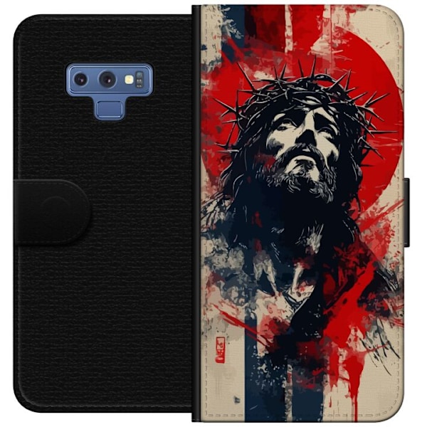 Samsung Galaxy Note9 Plånboksfodral Jesus med kors – kristet motiv med stark symbolik om tro och hopp