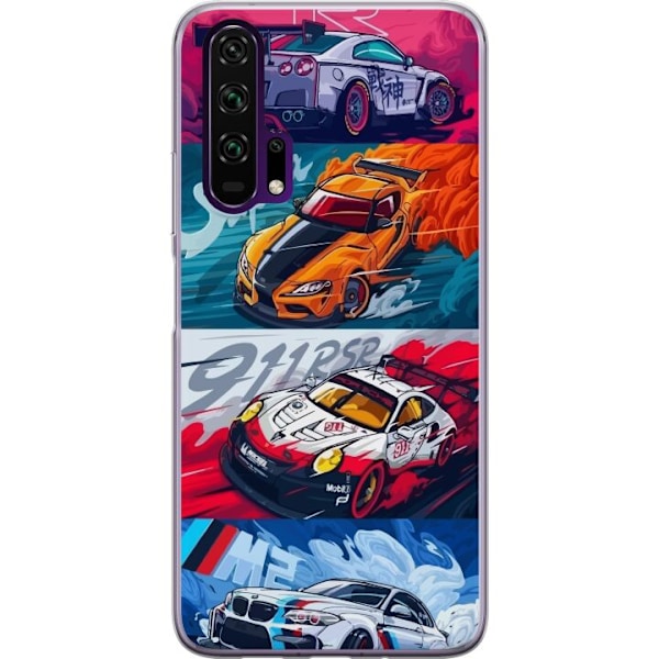 Honor 20 Pro  Läpinäkyvä kuori Nopeat Autot - Piirretty Kuvio Toiminnalla