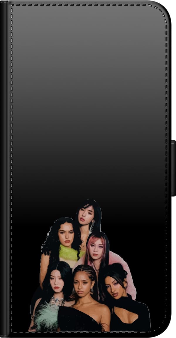Kompatibel Tegnebogsetui til Xiaomi Redmi Note 9 Pro Katseye seks medlemmer i et elegant gruppeportræt iført sorte outfits sort
