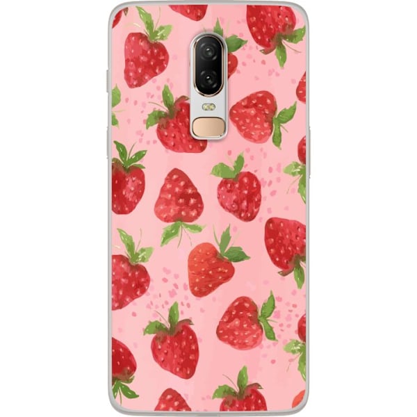 OnePlus 6 Genomskinligt Skal Strawberry Dreams – jordgubbsm