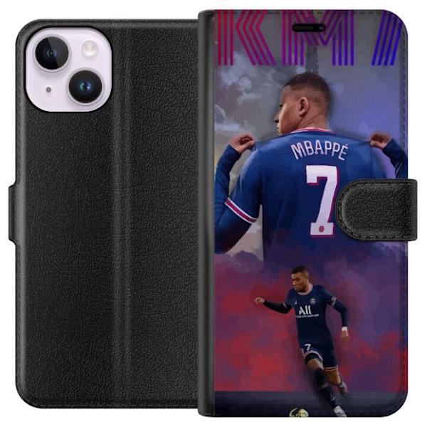 Apple iPhone 15 Plånboksfodral MAP Fotboll Design Grafiskt Mönster Modern Sportmotiv Trend Fotboll Populär Grafisk Stil Motiv