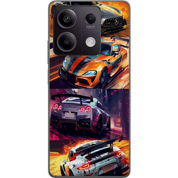 Xiaomi Redmi Note 13 Pro Genomskinligt Skal Rally Fever – fartfyllt motiv med rallybilar