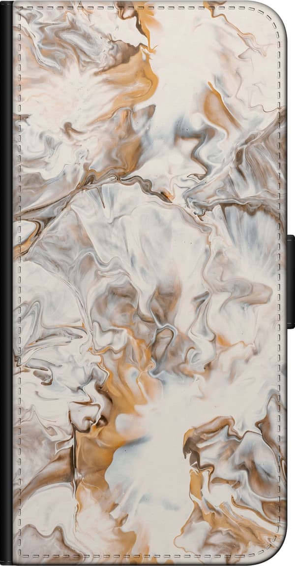 Kompatibel Tegnebogsetui til OnePlus 9 Pro Beige marmorvirvler beige
