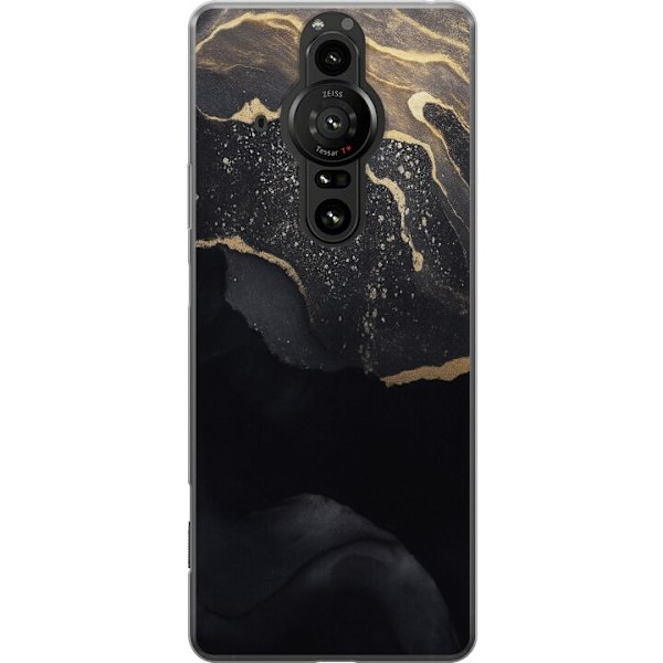 Sony Xperia Pro-I Gennemsigtig cover Sort guld abstrakt