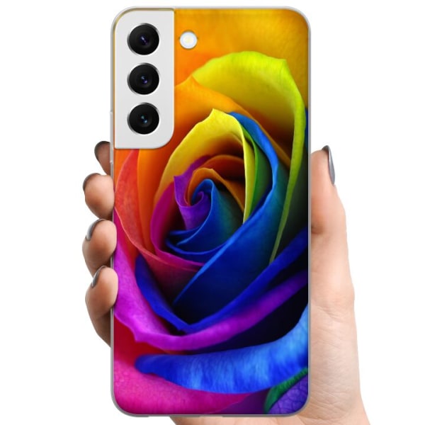 Samsung Galaxy S22 5G TPU Mobilcover Regnbue Rose