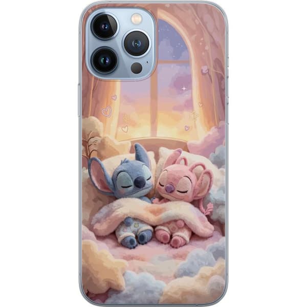 Kompatibelt Mobildeksel til Apple iPhone 13 Pro Max Sovende blå og rosa figurer i et koselig pastellmiljø rosa