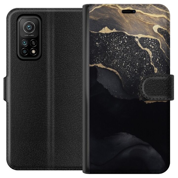 Xiaomi Mi 10T 5G Plånboksfodral Svart guld abstrakt