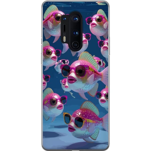 Kompatibelt Mobildeksel til OnePlus 8 Pro Fiskar med solglasögon blå