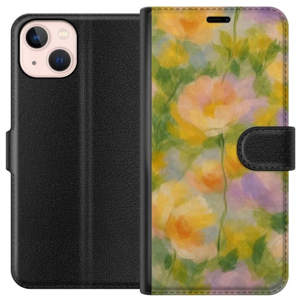 Kompatibelt Lommeboketui til Apple iPhone 13 Solvarme blomster i håndmalt romantisk stil