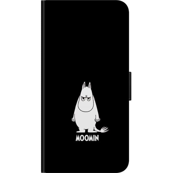 Kompatibel Tegnebogsetui til OnePlus 9 Pro Mumitrolden i hvid illustration med tekst på sort baggrund sort