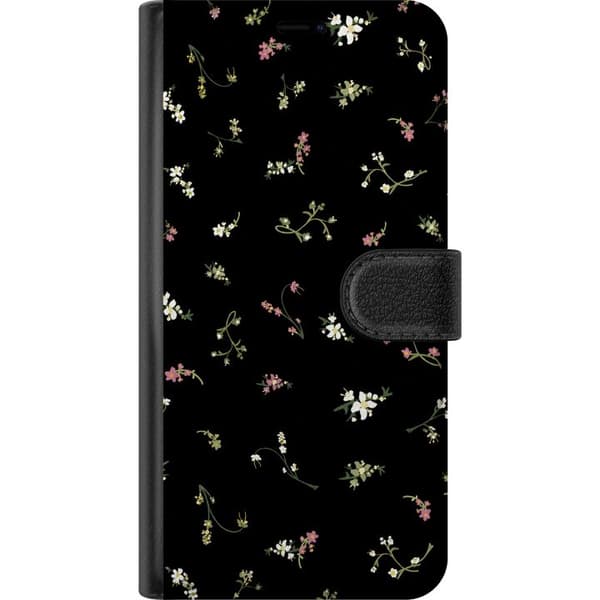 Kompatibel Tegnebogsetui til Xiaomi Redmi Note 15 Pro Sort blomstergrafik sort