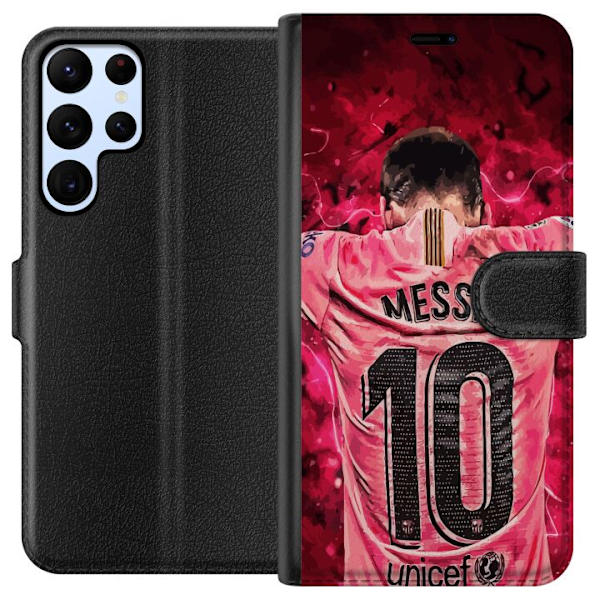 Samsung Galaxy S24 Ultra Tegnebogsetui Messi Fodbold Barcelona Argentina Motiv Legendarisk Spiller FC Barcelona Nummer 10 Sport Fodbold