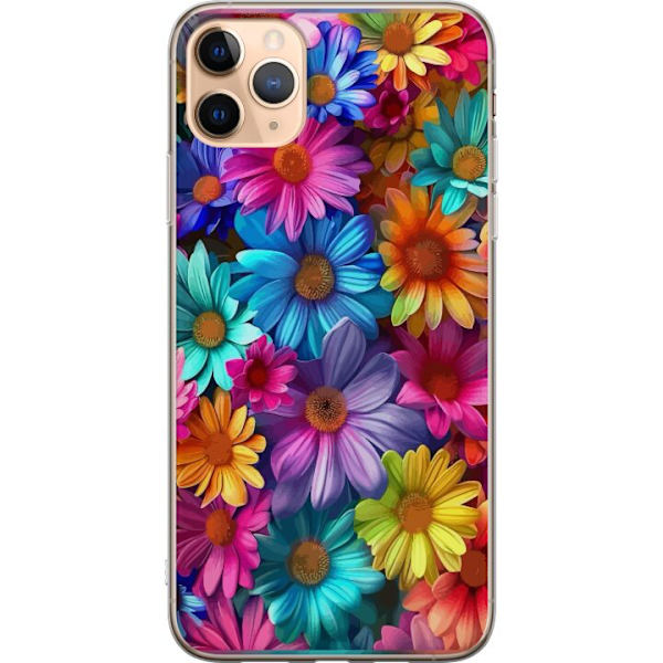 Apple iPhone 11 Pro Max Genomskinligt Skal Gerbera Blommor Färgglad Dekor Blommotiv Populärt Heminredning Färg Rik Väggkonst Design