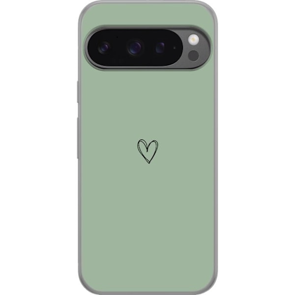 Google Pixel 9 Pro XL Gennemsigtig cover Hjerte Grøn